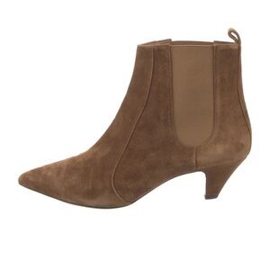 Tabitha Simmons Suede Chelsea bootie with kitten heel